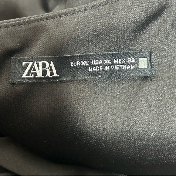 Zara Satin Elegant Black Evening Midi Dress Size XL - Picture 13 of 16